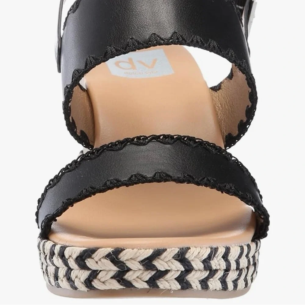 NWT DOLCE VITA Wedge Heel Strap Sandals in Black Sz 9.5